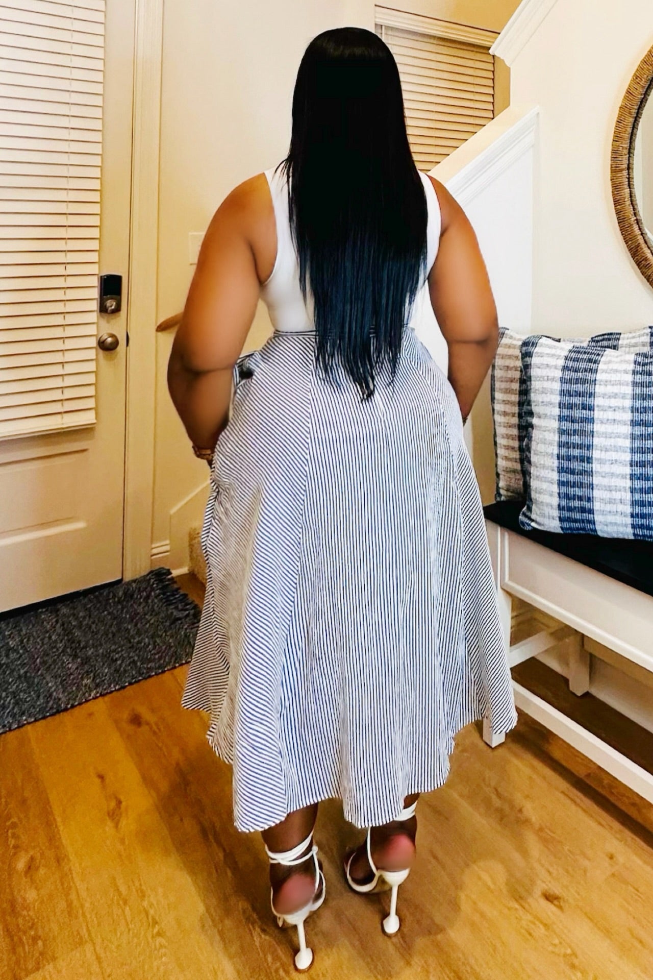 Seaside Influence Grey Stripe Dress
