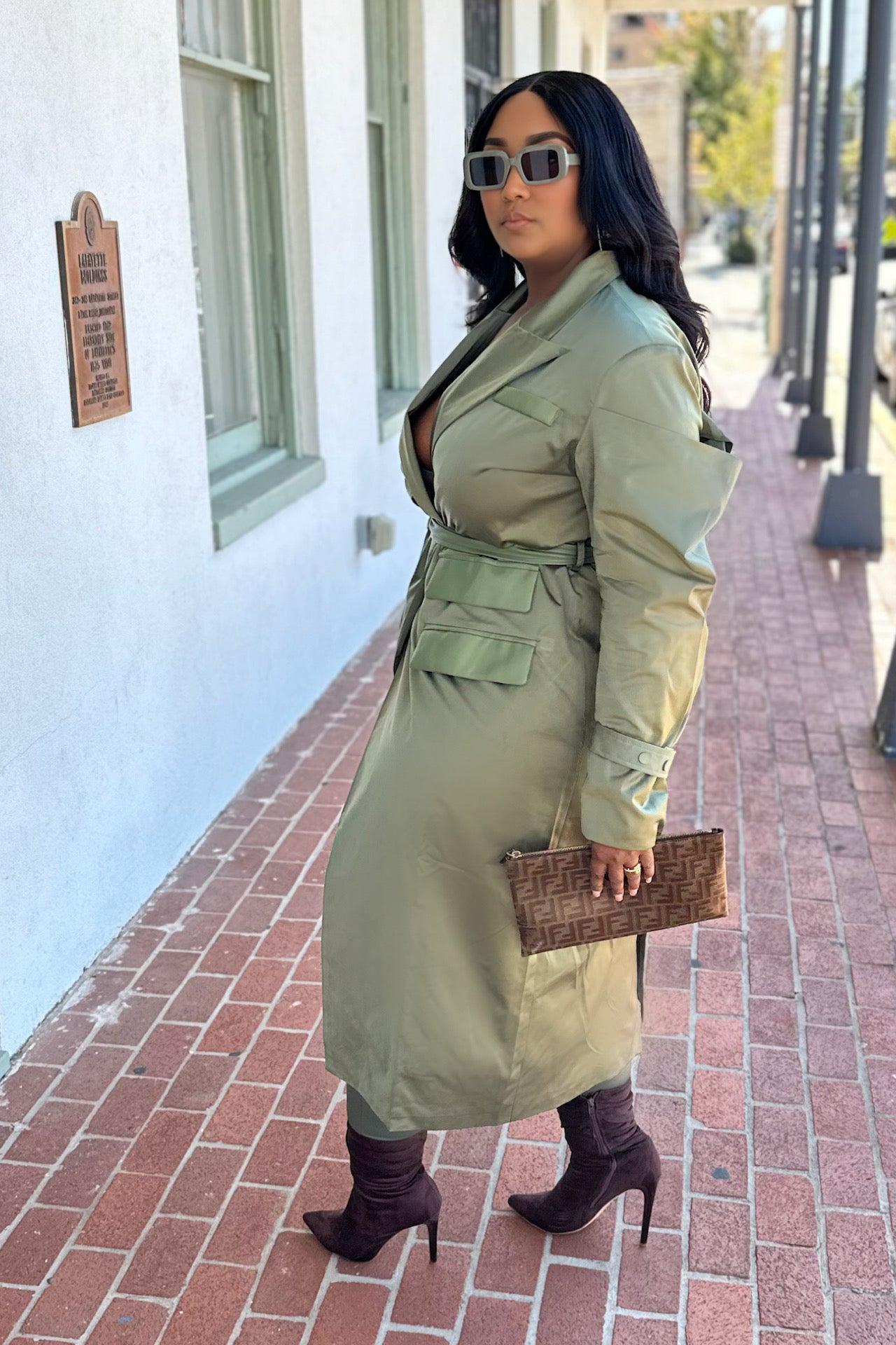 Verde Essence Trench Coat Olive