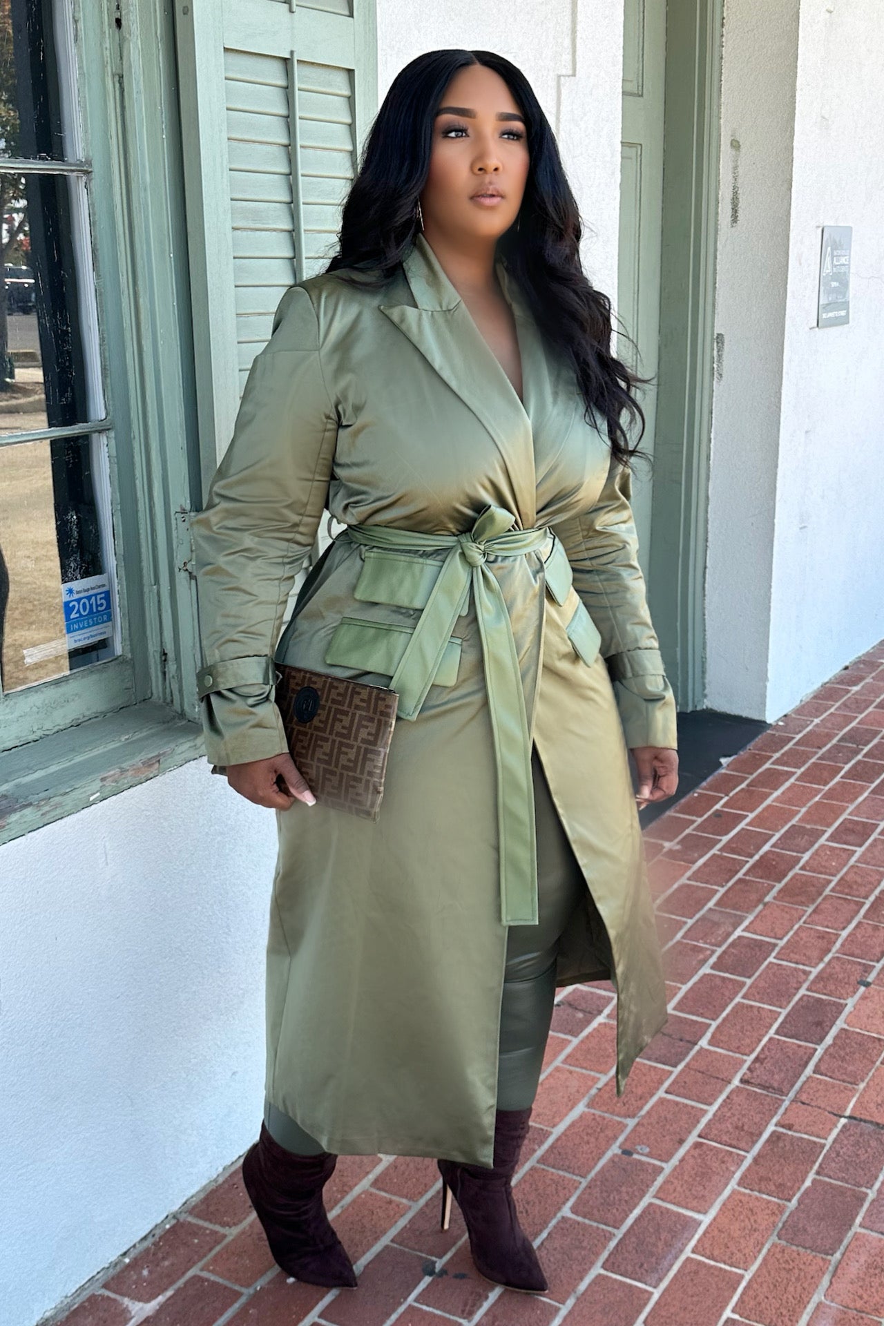 Verde Essence Trench Coat Olive