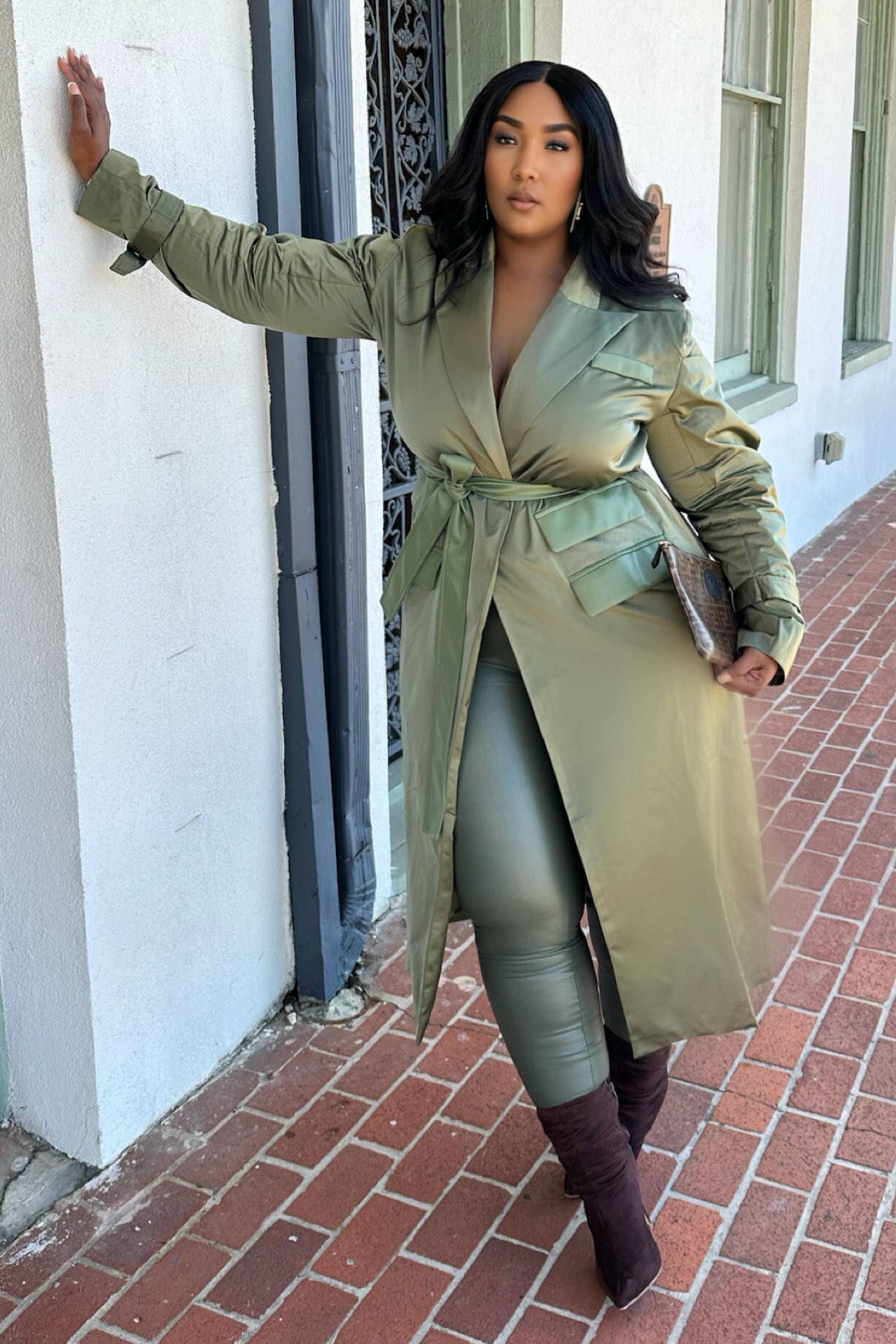 Verde Essence Trench Coat Olive