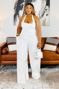 Subtle Flex Halter Wide Leg Jumpsuit