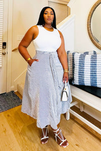 Seaside Influence Grey Stripe Dress