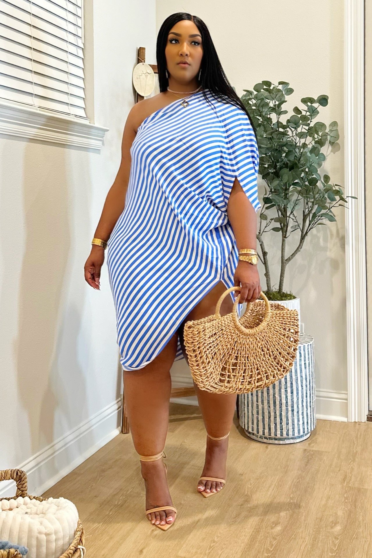 Positano Power Ocean Blue Stripe Dress