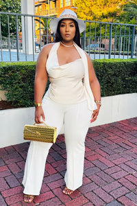 Booked and Bronze Satin Scarf Top Champagne-RESTOCK
