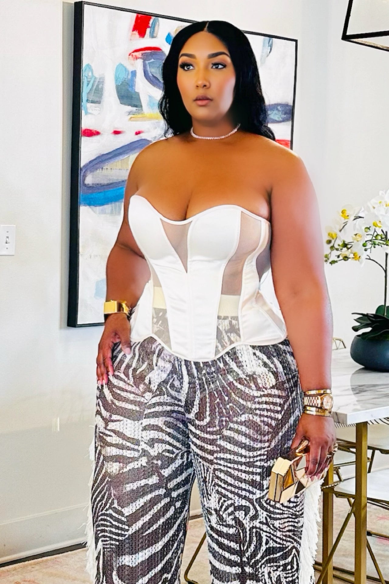 Golden Hour Glow Corset Top Beige