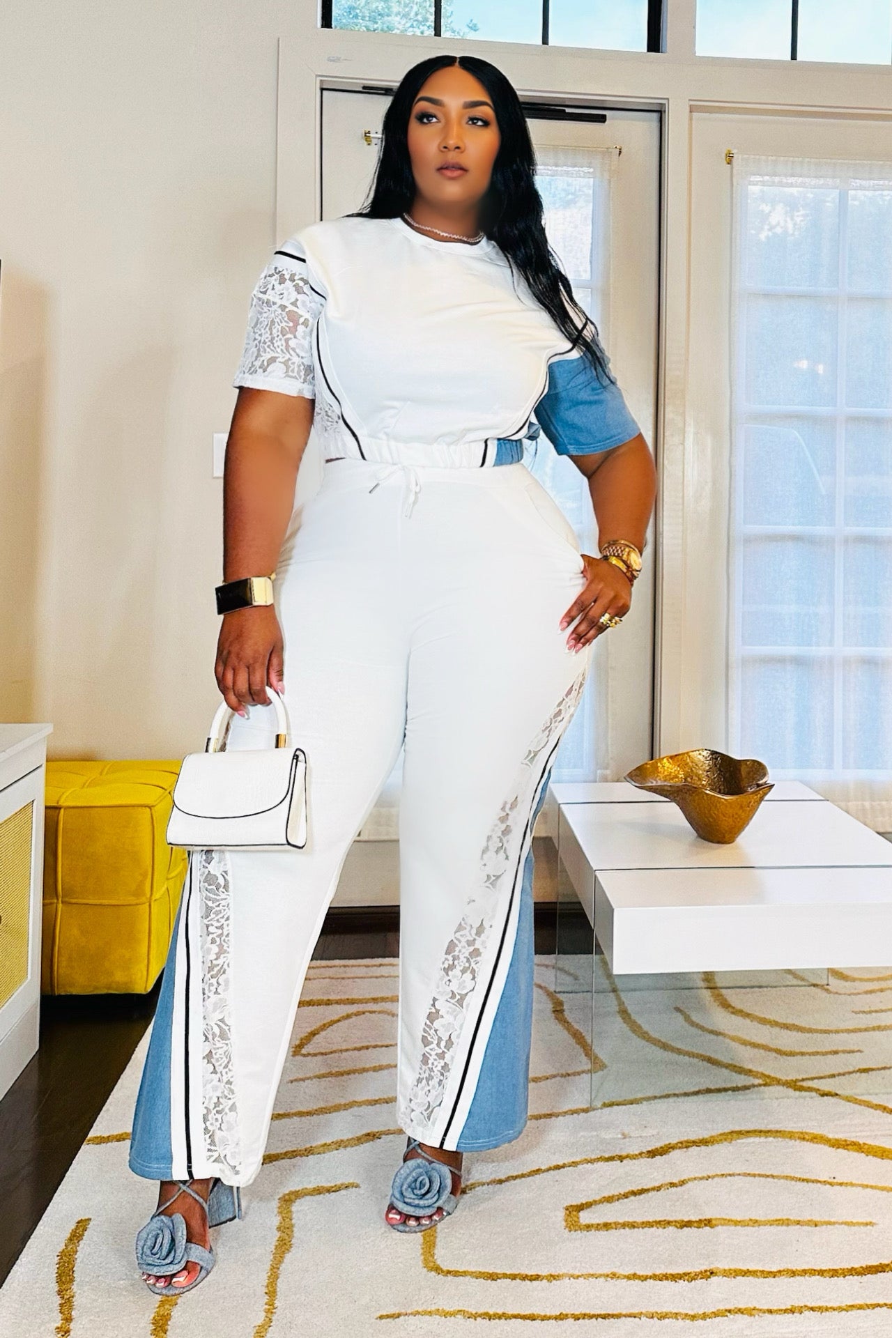 Sidewalk Starlet Lace & Denim Set