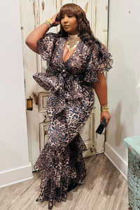 Social Soiree Bestie Leopard Ruffle Set