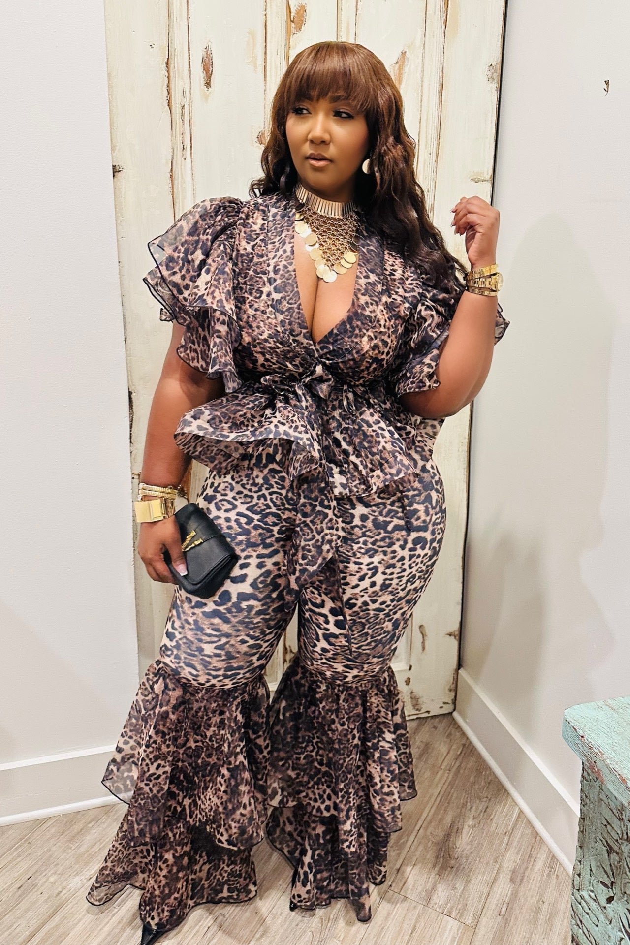 Social Soiree Bestie Leopard Ruffle Set