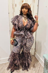 Social Soiree Bestie Leopard Ruffle Set
