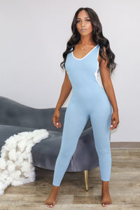 Hanging Out Jumpsuit (blue) - Kalexis Kouture 